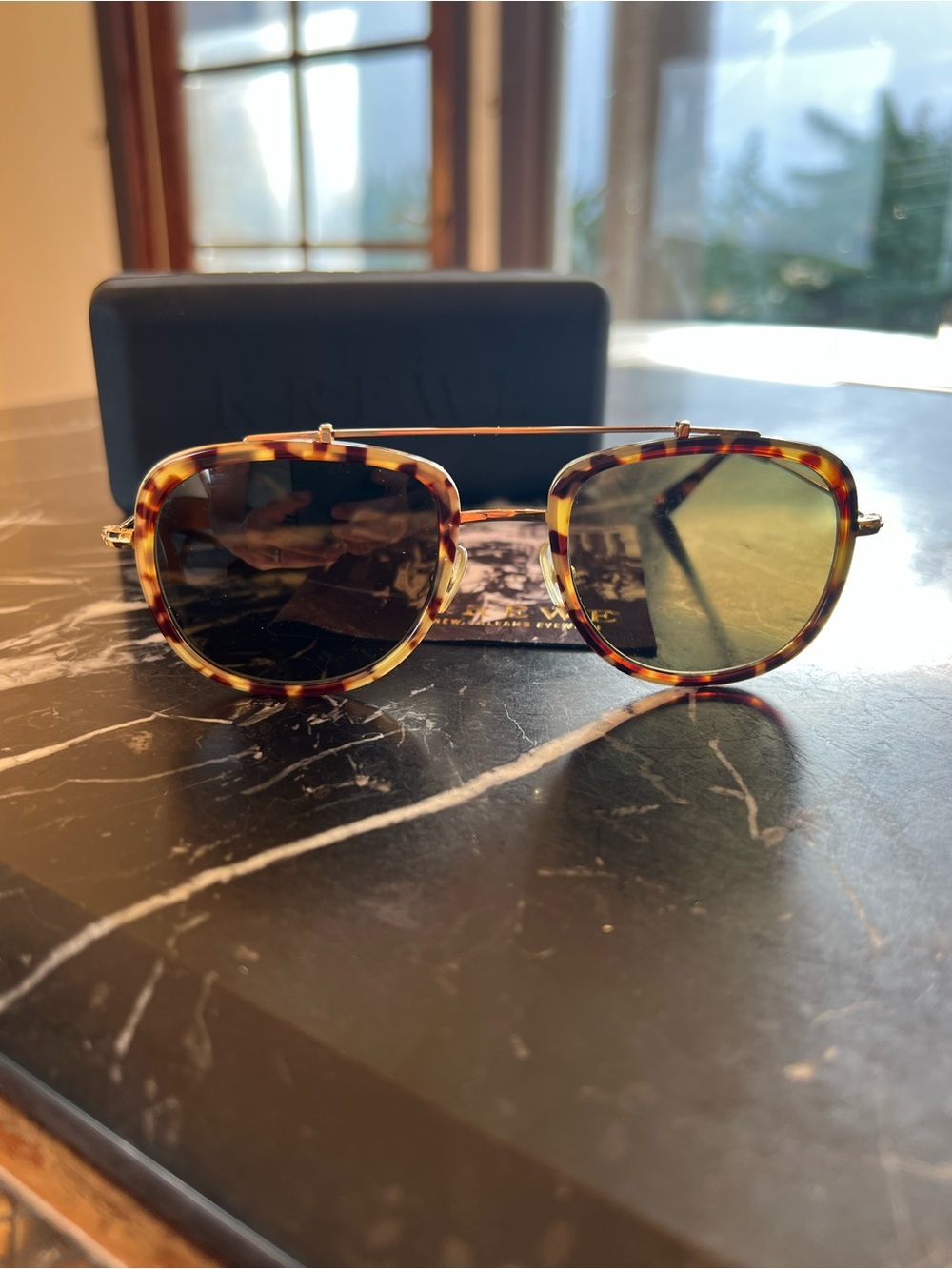Krewe Breton Tortoise and gold sunglasses NWOT